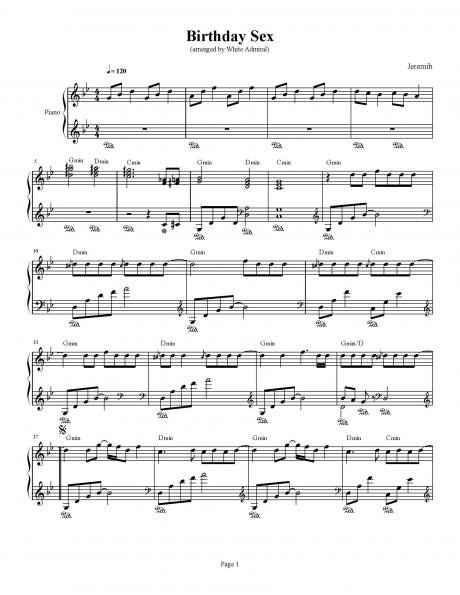 Birthday Sex Jeremih Piano Sheet Music Soundtracks